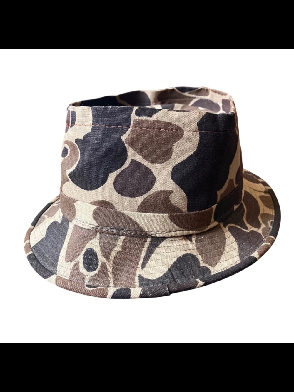 Vintage 80s USA Brown Camouflage Bucket Fedora Medium